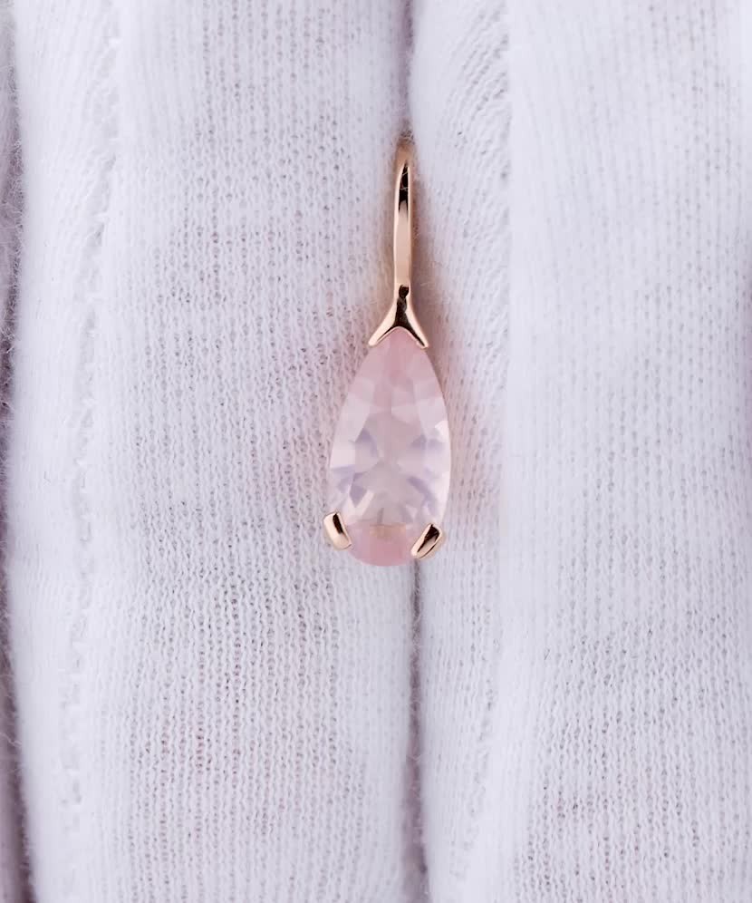 Auksinis pakabukas su rožiniu kvarcu - Auksiniai pakabukai - Goldinga
