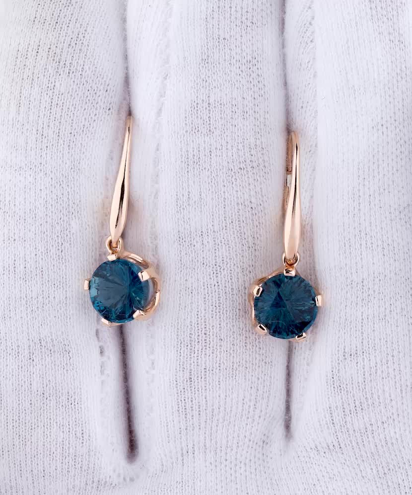 Auksiniai auskarai su London topazu - Auksiniai auskarai - Goldinga