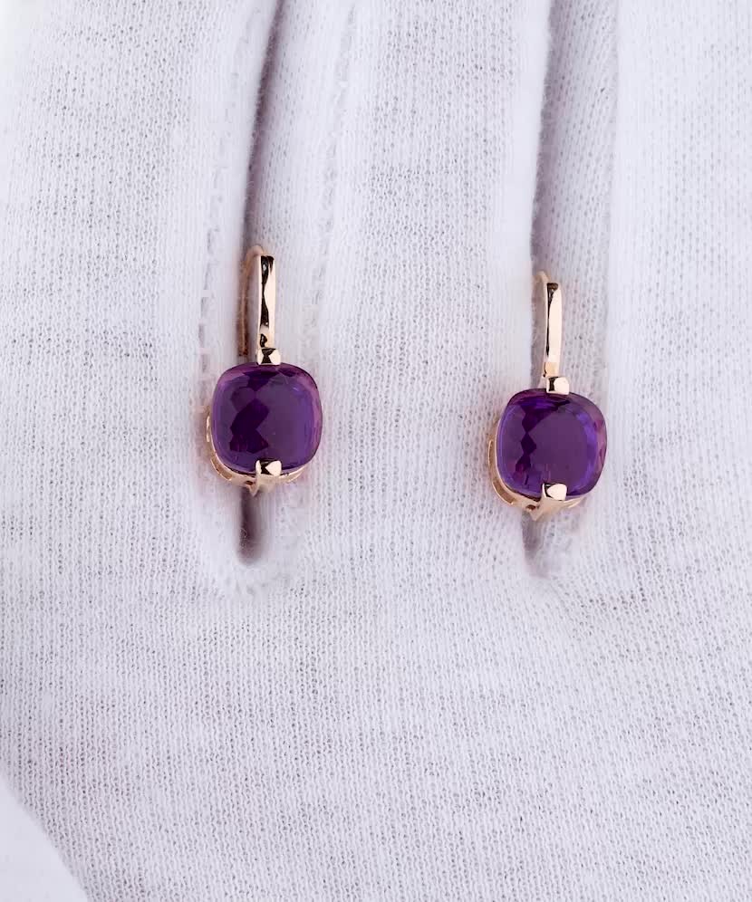 Auksiniai auskarai su ametistais - Auksiniai auskarai - Goldinga