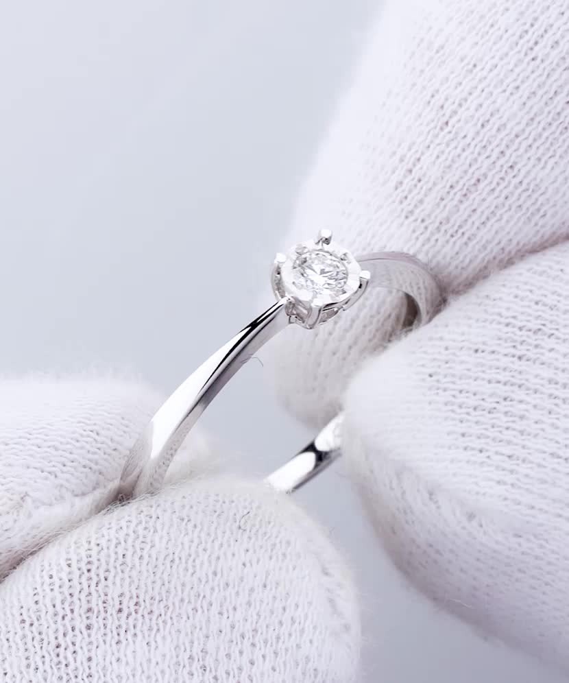 Balto aukso žiedas su briliantu  - Goldinga