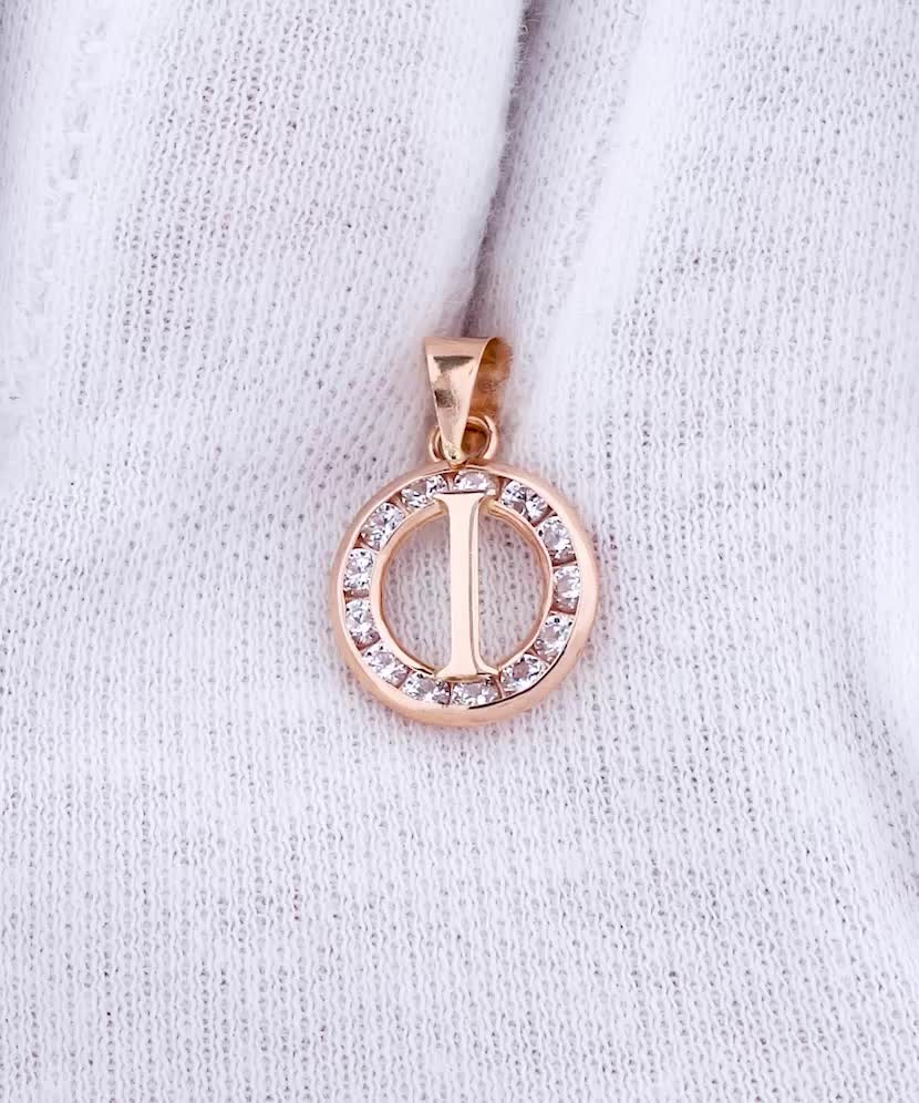 Auksinis pakabukas su cirkoniais raidė I - Auksiniai pakabukai - Goldinga
