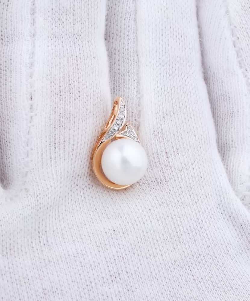 Auksinis pakabukas su deimantais ir perlu  - Goldinga