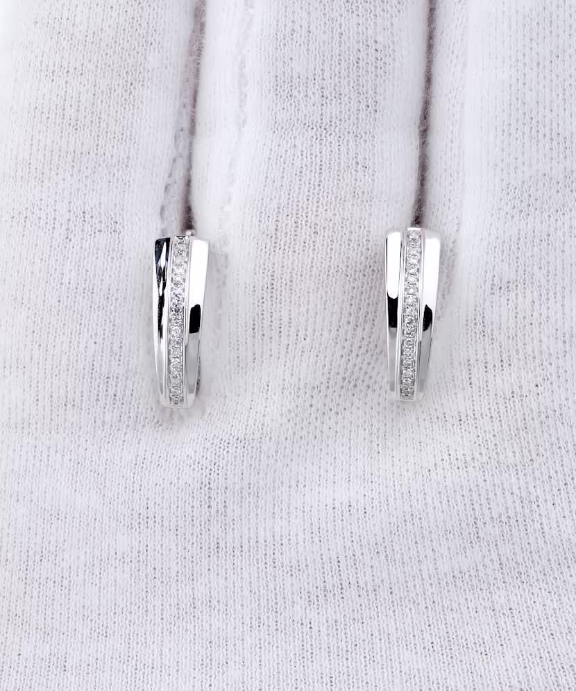 Balto aukso auskarai su deimantais - Auksiniai Auskarai su brangakmeniais - Goldinga