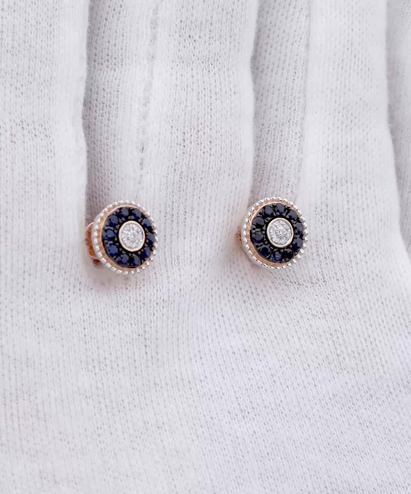 Auksiniai Auskarai Su safyrais Ir Deimantais - Auksiniai Auskarai su brangakmeniais - Goldinga