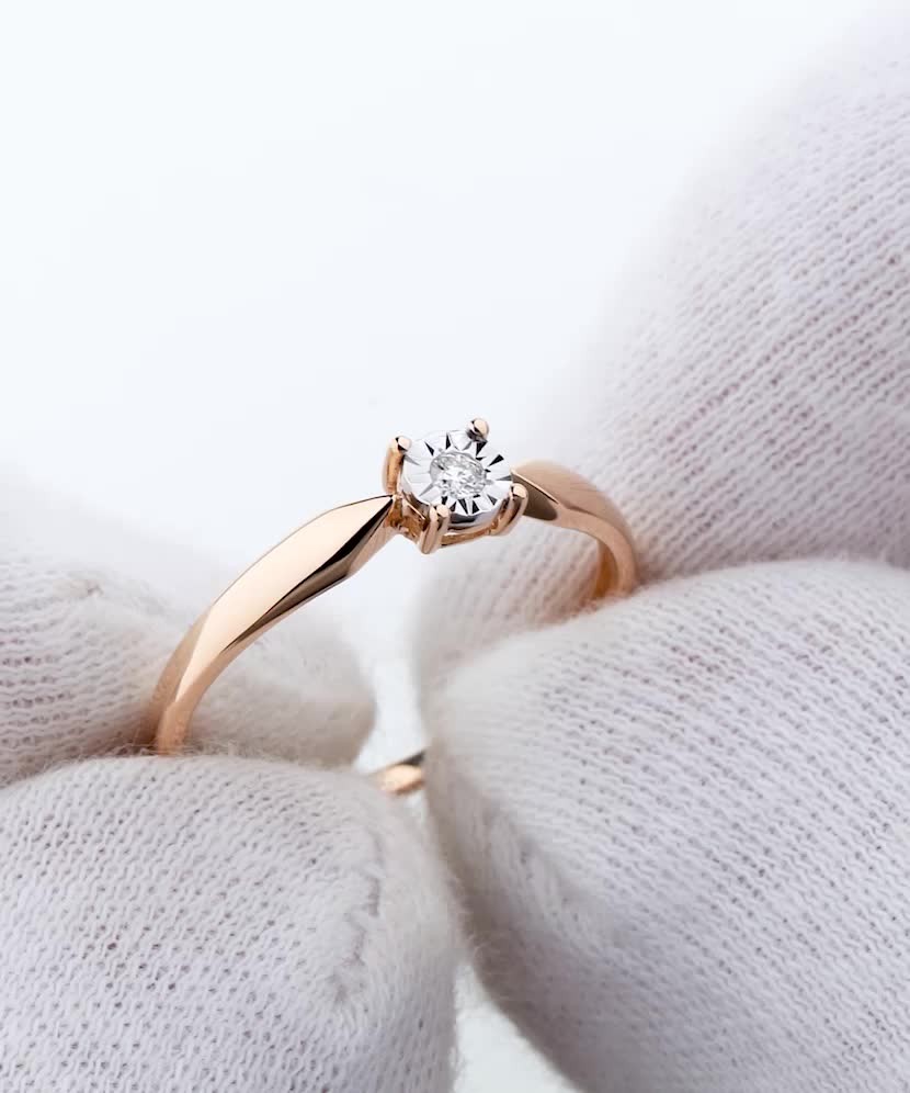 Auksinis žiedas su deimantu - Auksiniai Žiedai su brangakmeniais - Goldinga