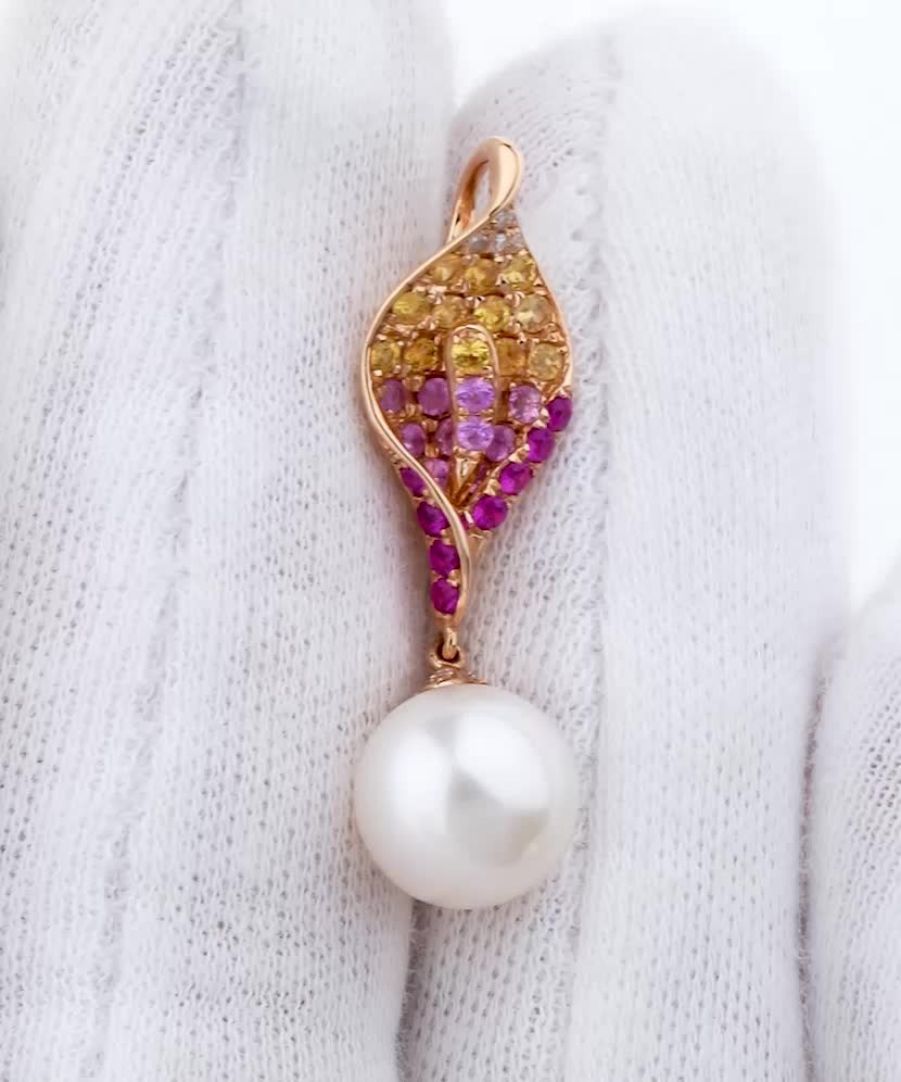 Auksinis pakabukas su deimantais ir perlu - Pakabukai su brangakmeniais - Goldinga