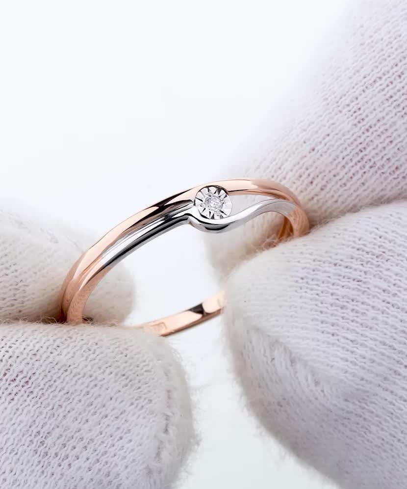 Auksinis žiedas su deimantu - Auksiniai Žiedai su brangakmeniais - Goldinga