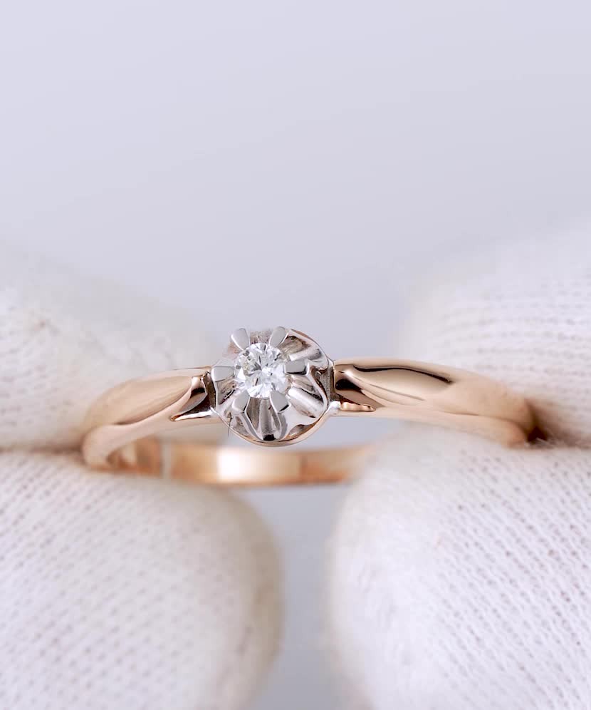 Auksinis žiedas briliantu 0,055ct  - Goldinga