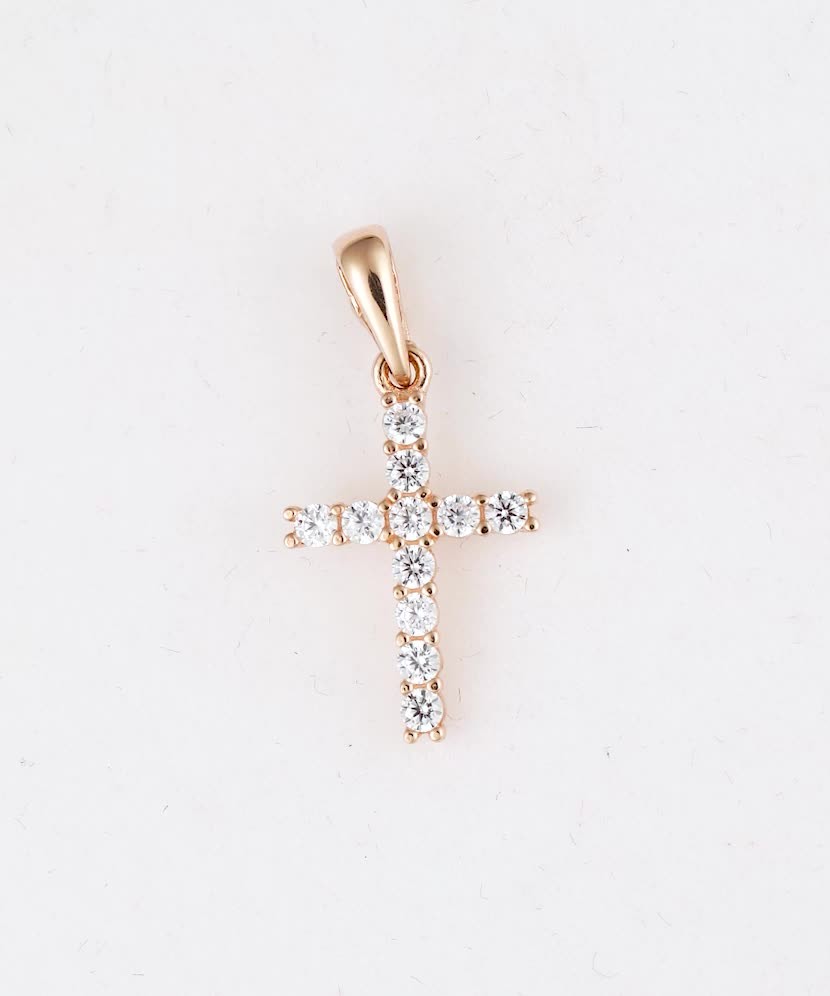 Auksinis pakabukas su cirkoniais "Kryželis" 24mm - Kryželiai ir ikonos - Goldinga