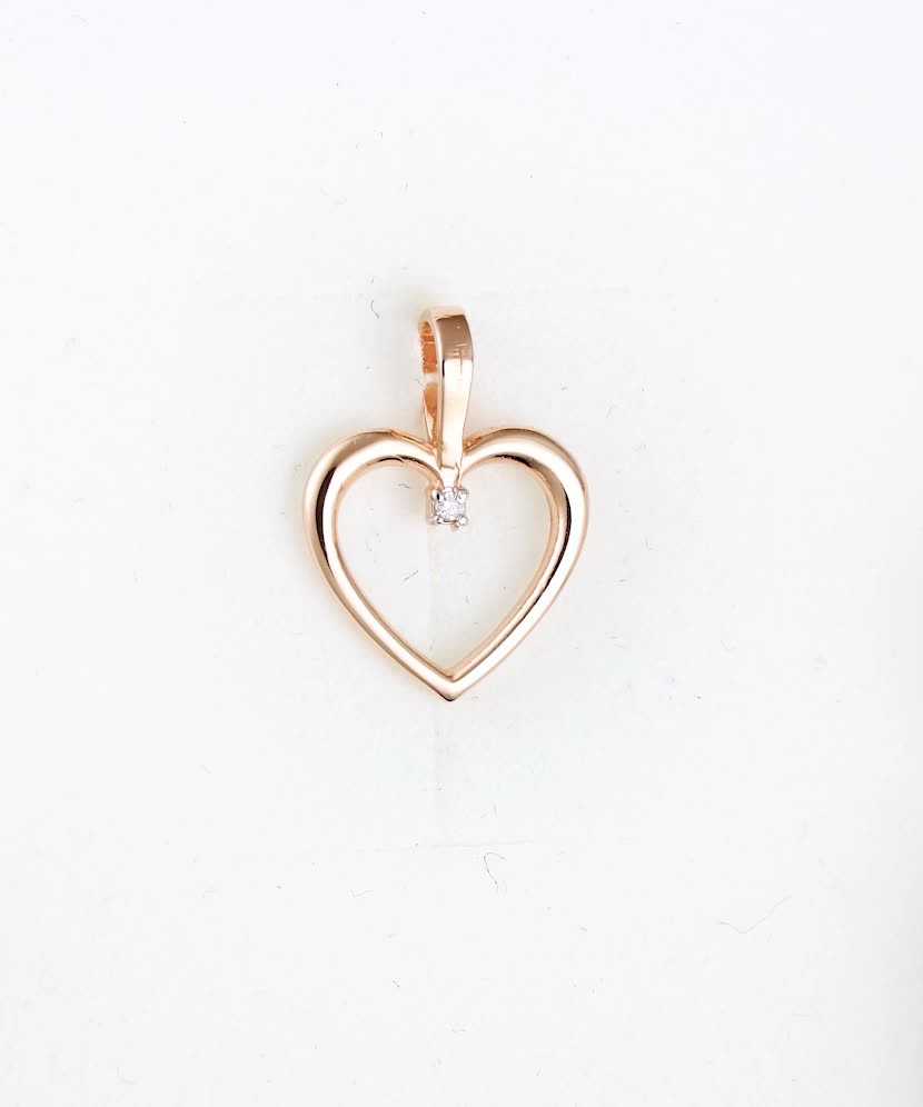 Auksinis pakabukas su deimantu "Širdelė" - Pakabukai su brangakmeniais - Goldinga