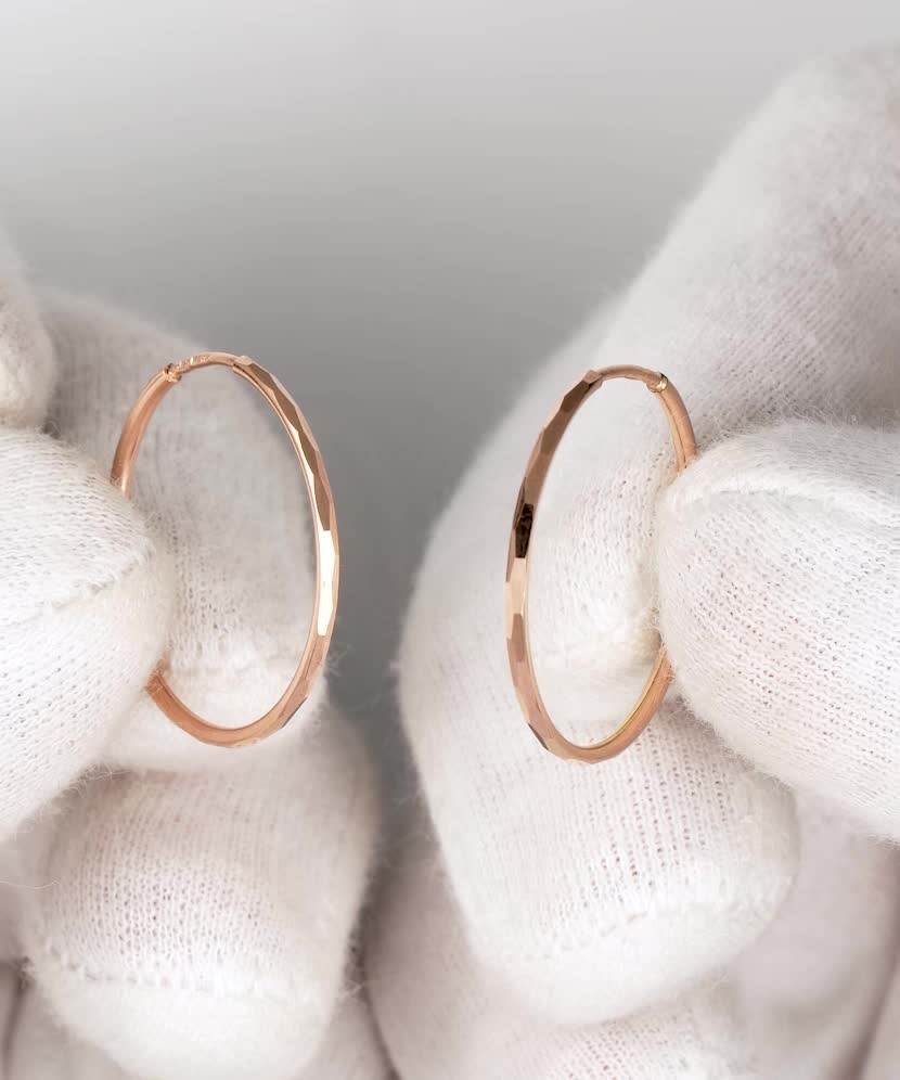 Auksiniai auskarai graviruotos rinkutės 22mm  - Goldinga