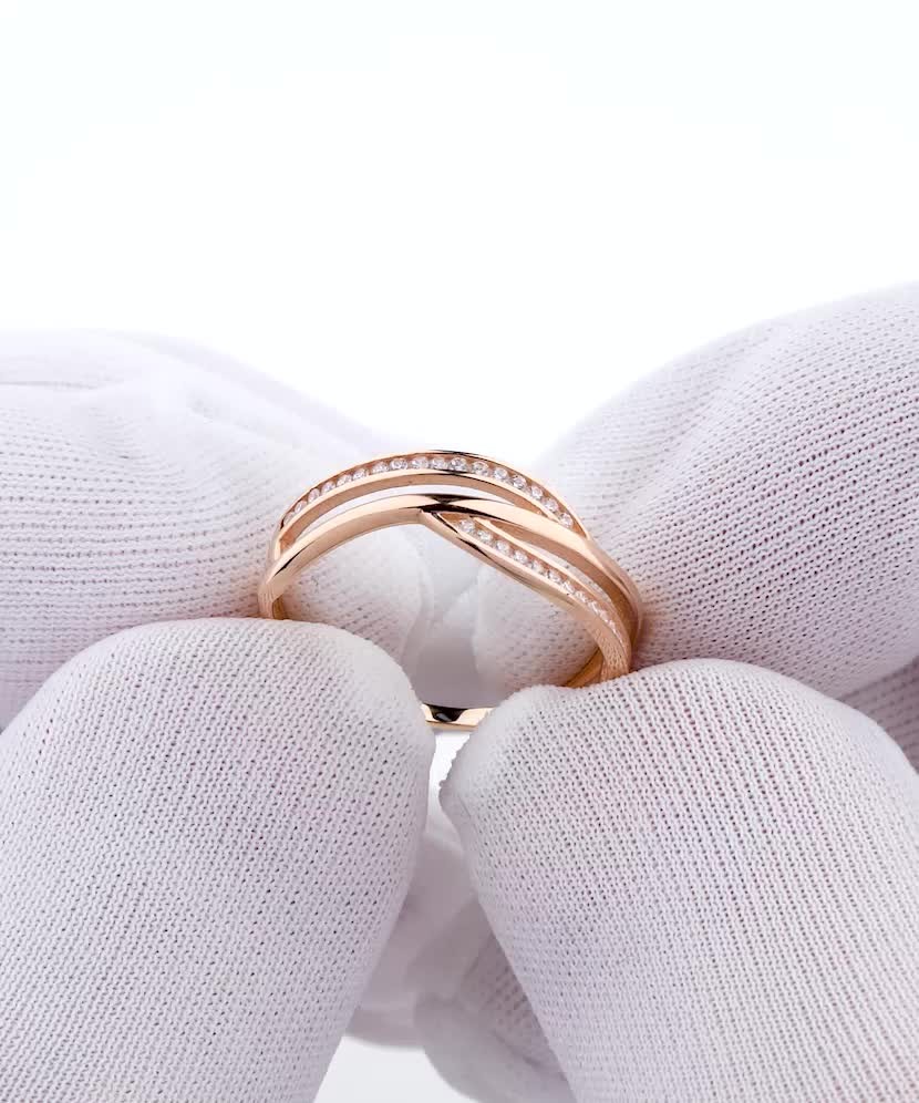 Auksinis žiedas su cirkoniais - Auksiniai žiedai - Goldinga