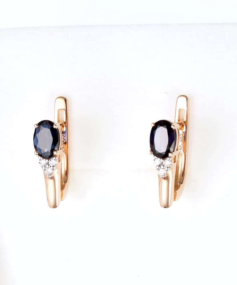 Auksiniai auskarai su safyrais ir deimantais  - Goldinga