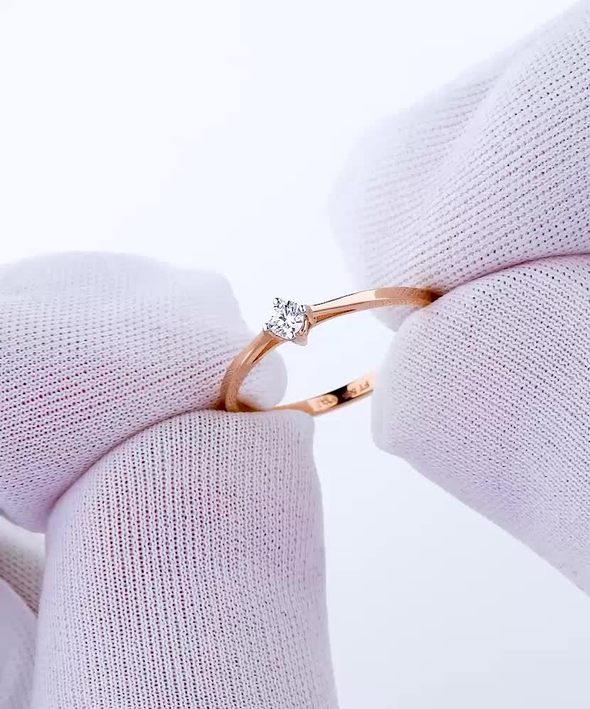 Auksinis žiedas su deimantu - Auksiniai Žiedai su brangakmeniais - Goldinga