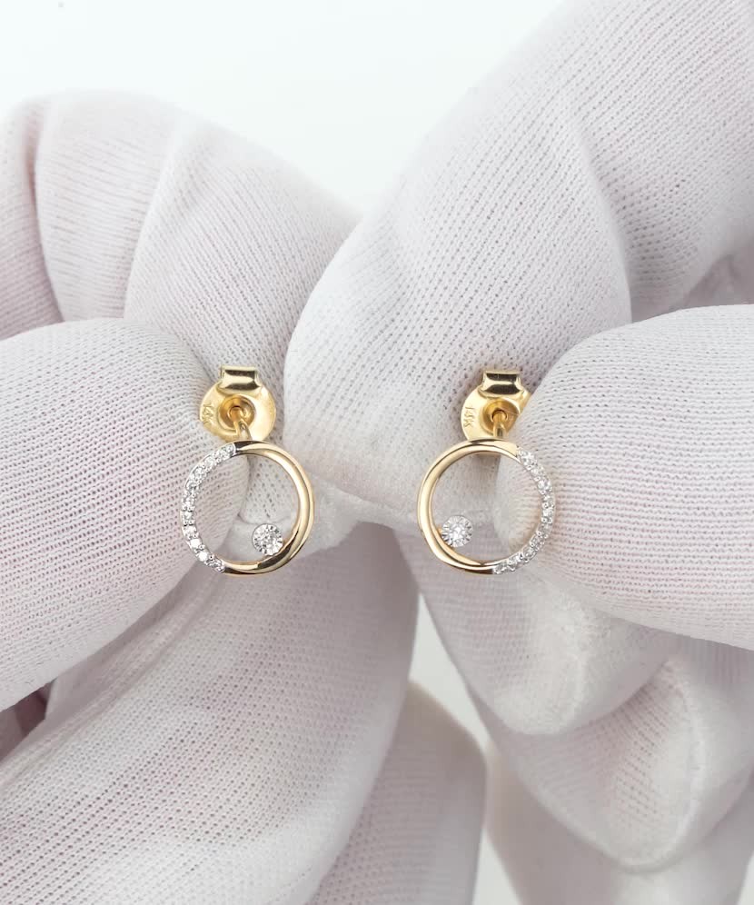 Geltono aukso auskarai su deimantais - Auksiniai Auskarai su brangakmeniais - Goldinga