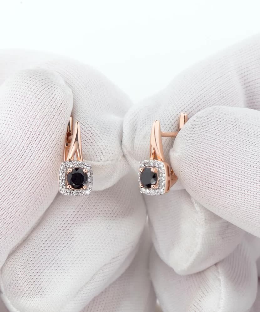 Auksiniai auskarai su deimantais ir špineliais - Auksiniai Auskarai su brangakmeniais - Goldinga