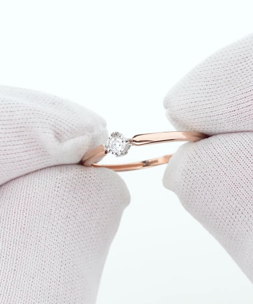 Auksinis žiedas su briliantu - Auksiniai Žiedai su brangakmeniais - Goldinga