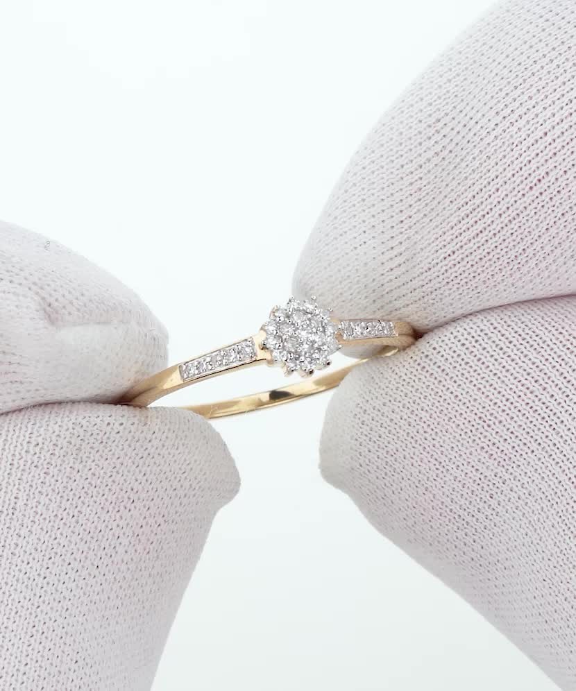 Geltono aukso žiedas su deimantais - Auksiniai Žiedai su brangakmeniais - Goldinga